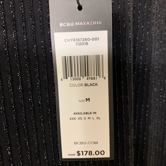 BCBG Turtleneck Metallic Black Sheath Dress S & M - Picture 6 of 6